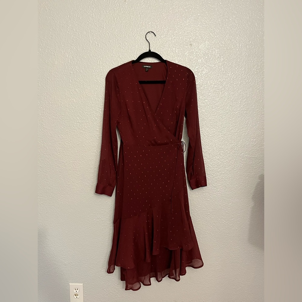 Women’s long sleeve v neck wrap maxi dress